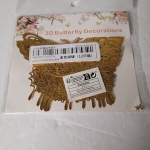 10 Pack Gold 3D Butterfly Wall Decor - Elegant 4x3 Inches